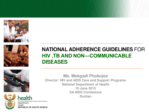10 June 2015 NDOH Adherence Strategy Advocacy SAAIDS conference Durban