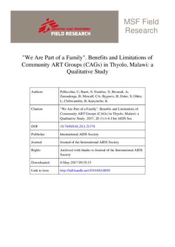 Benefits and Limitations of Community ART groups in Thyolo, Malawi -21374-28741-1-PB