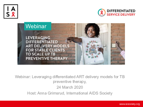 Webinar Leveraging Differentiated Art Delivery Models For Tuberculosis