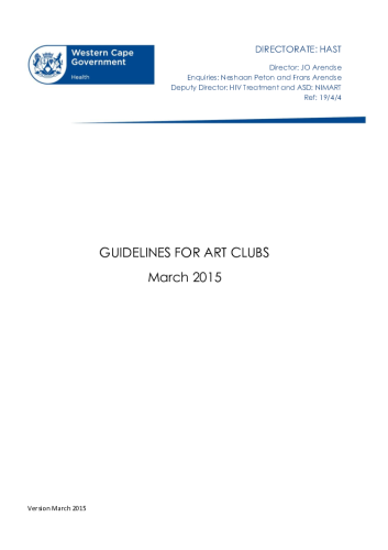 Guideline for ART Clubs March 2015