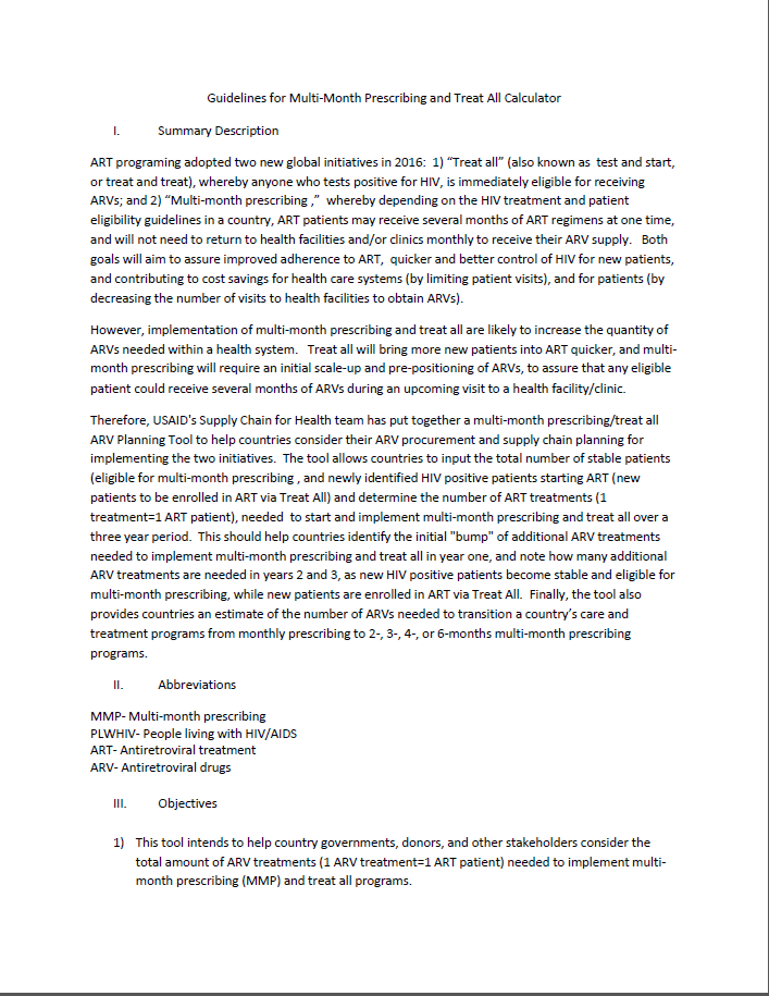 PEPFAR MultiMonth Prescribing and Treat All Calculator