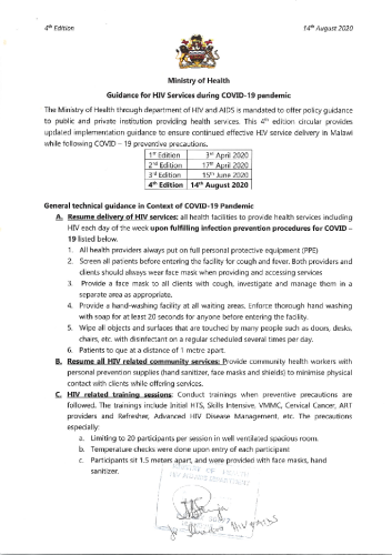 MALAWI_Guidance-for-HIV-services-during-COVID-19-pandemic_4th-edition_August-2020-11
