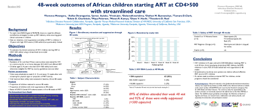 Mwangwa Streamline Care 48-week outcomes of African children starting ART at CD4500 with streamlined care